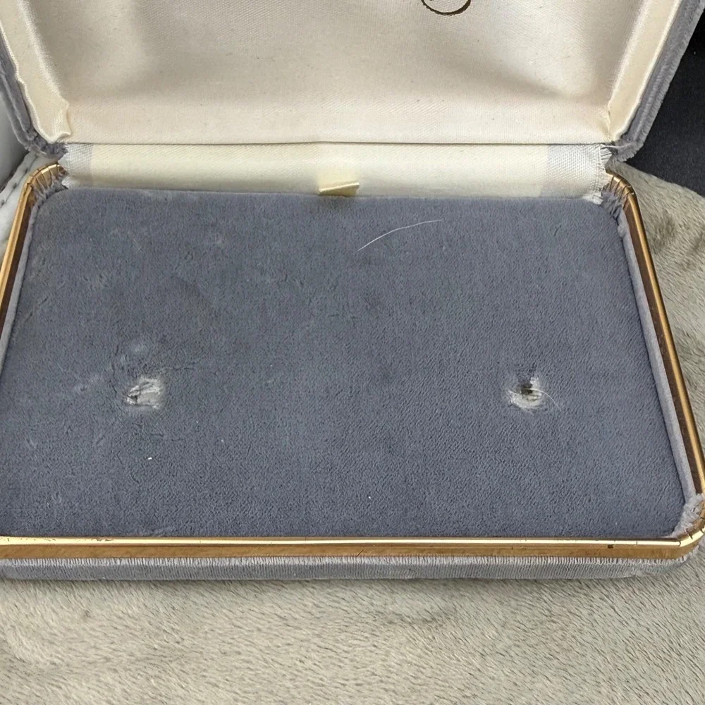 Vintage Taylor Maid Display Box Grey Velvet Gold‎ Trim Rectangular